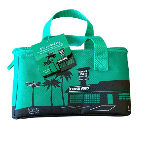 NWT TRADER JOES Green Mini Insulated Grocery Insulated Cooler Bag Limited Ed NEW - Picture 1 of 6
